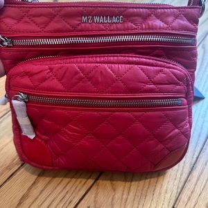New MZ Wallace Downtown Crosby Crossbody Apple Red Quilted